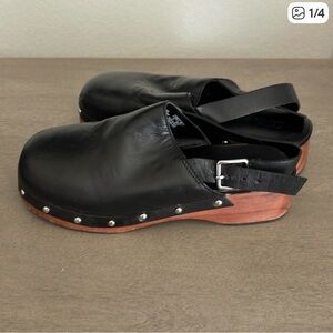 Zara Black Kids Clogs with Brown Sole